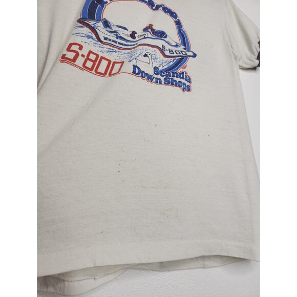 Vintage 70s 80s Ringer Featherfoot Scandia Down Shops Boat Racing Sportswear Med - Picture 3 of 9